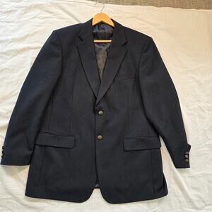 Statements Men's 44 L Navy Blue Wool/poly blend Classic 2 button sport coat
